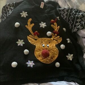 Festive Reindeer Sweater with Gold Accents